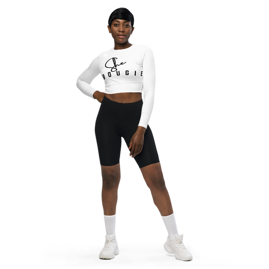 She Bougie Recycled long-sleeve crop top